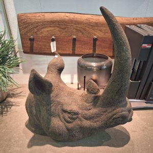 Decoratie | Kunststof kop van een neushoorn