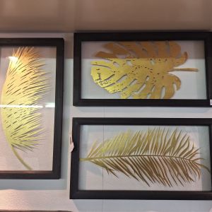 Wanddecoratie | Schilderijen doorzichtig met gouden bladeren 