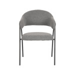 LABEL51 Eetkamerstoel Lowen - Grijs - Boucle - Zwart Metalen Frame