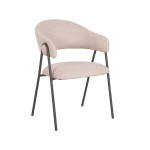 LABEL51 Eetkamerstoel Lowen - Naturel - Boucle - Zwart Metalen Frame