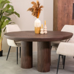 LABEL51 Eetkamertafel Olly - Espresso - Mangohout - 150 cm - Romd