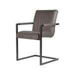 LABEL51 Eetkamerstoel Milo - Antraciet - Microfiber - Black Frame