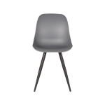 LABEL51 Eetkamerstoel Monza - Antraciet - Kunststof - Zwart Metalen Frame