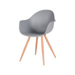 LABEL51 Eetkamerstoel Parma - Grijs - Kunststof - Oak Metal Woodcover
