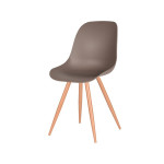 LABEL51 Eetkamerstoel Rimini - Coffee - Kunststof - Oak Metal Woodcover