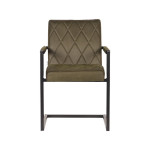 LABEL51 Eetkamerstoel Denmark - Army green - Microfiber - Black Frame