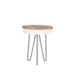 LABEL51 Bijzettafel Saria - Wit - Mangohout - 44 cm - Rond