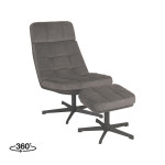 LABEL51 Fauteuil Alvar - Antraciet - - Incl. Hocker