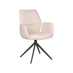 LABEL51 Eetkamerstoel Mellow - Naturel - Boucle - Zwart Metalen Frame