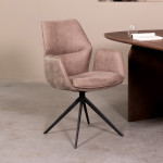 LABEL51 Eetkamerstoel Mellow - Taupe - Micro Suede - Zwart Metaal