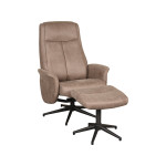 LABEL51 Fauteuil Bergen - Taupe - Micro Suede - Incl. Hocker