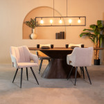 LABEL51 Eetkamerstoel Noud - Naturel - Boucle - Black Frame