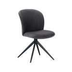 LABEL51 Eetkamerstoel Kimo - Antraciet - Velvet - Zwart Metalen Frame