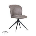 LABEL51 Eetkamerstoel Kimo - Taupe - Micro Suede - Zwart Metalen Frame