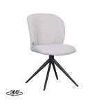 LABEL51 Eetkamerstoel Kimo - Naturel - Boucle - Zwart Metalen Frame