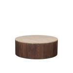 LABEL51 Salontafel Ribble - Espresso - Travertin - 70 cm - Rond