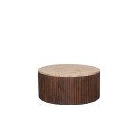 LABEL51 Salontafel Ribble - Espresso - Travertin - 50 cm - Rond