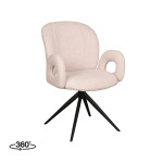 LABEL51 Eetkamerstoel Neo - Naturel - - Zwart Metalen Frame