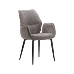 LABEL51 Eetkamerstoel Morris - Stone - Elite - Zwart Metalen Frame