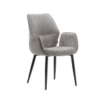 LABEL51 Eetkamerstoel Morris - Stone - - Zwart Metalen Frame