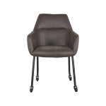 LABEL51 Eetkamerstoel Lenny - Antraciet - Micro Suede - Zwart Metalen Frame