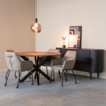 LABEL51 Eetkamerstoel Lenny - Taupe - Micro Suede - Black Frame