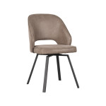 LABEL51 Eetkamerstoel Lewis - Taupe - Micro Suede - Black Frame