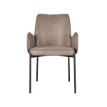 LABEL51 Eetkamerstoel Joni - Taupe - Micro Suede - Zwart Metalen Frame