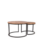LABEL51 Salontafel Set Double - Rough - Mangohout - 70 cm - Rond
