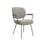 LABEL51 Eetkamerstoel Lausanne - Truffel grijs - Boucle - Bronze Frame